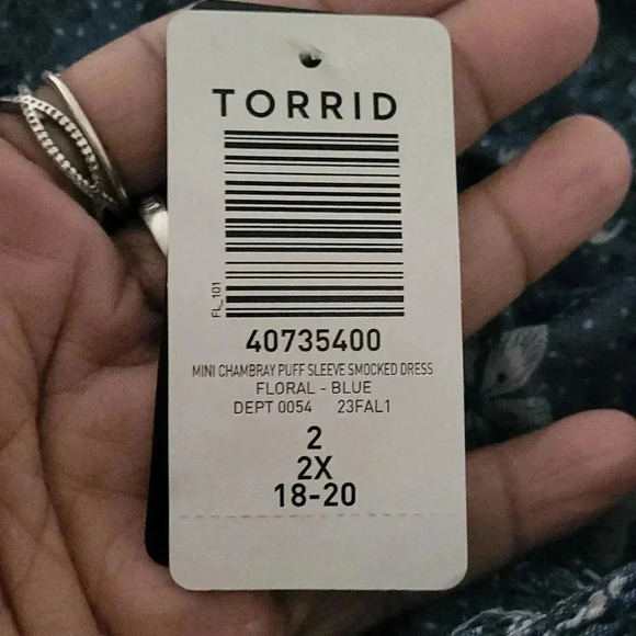 Torrid Mini Chambray Puff Sleeve Smocked Dress Size 2X - Picture 7 of 7